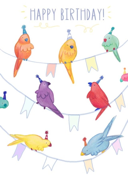 Cute Colourful Parrots Birthday Card created by Carina Roberts