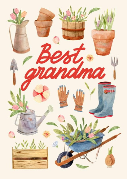 Best Grandma - gardening illustrations created by Julia Mezhniakova