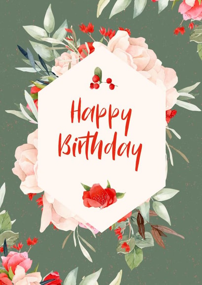 Classic Birthday Card - Flowers - Illustrations created by Julia Mezhniakova