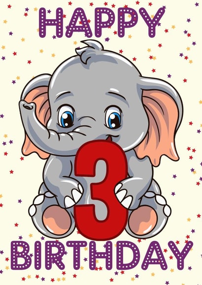 Cute 3rd Birthday Elephant Card created by Love Gifts