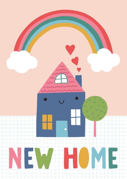 Cute Rainbow New Home Card - House - New Home created by Fox and Bird Studio