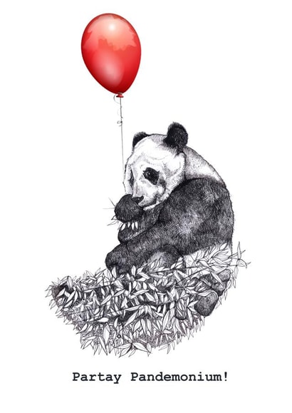 Cute party Panda! Suitable for any event, occasion, celebration and age! created by Shindi Jandor Illustration