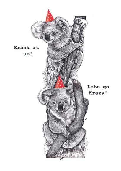 Koala twins celebratory card! Suitable for all ages, events & occasions! created by Shindi Jandor Illustration