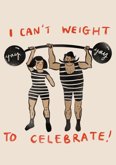 I Can't Weight To Celebrate congratulations card created by Cards Inc.lusive