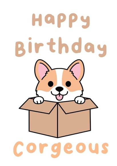 Corgi Birthday Card created by The Galactic Panda