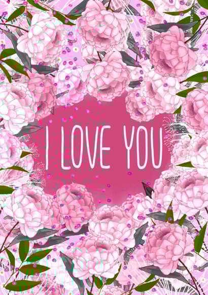 Floral I love you Anniversary card created by JeJu Studio