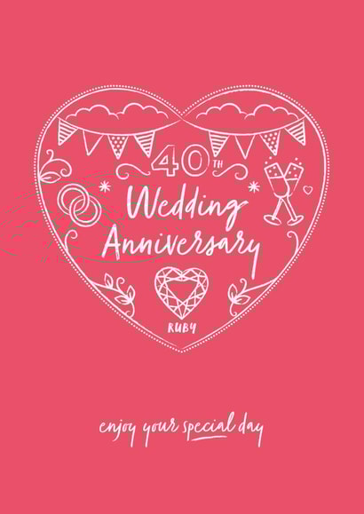 Classic Ruby Anniversary Card - 40 Years - 40th Wedding Anniversary Enjoy Your Special Day created by Sharon Armstrong Creative