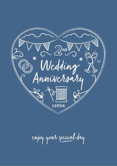 Classic Cotton Anniversary Card - 2 Years - 2nd Wedding Anniversary Enjoy Your Special Day created by Sharon Armstrong Creative