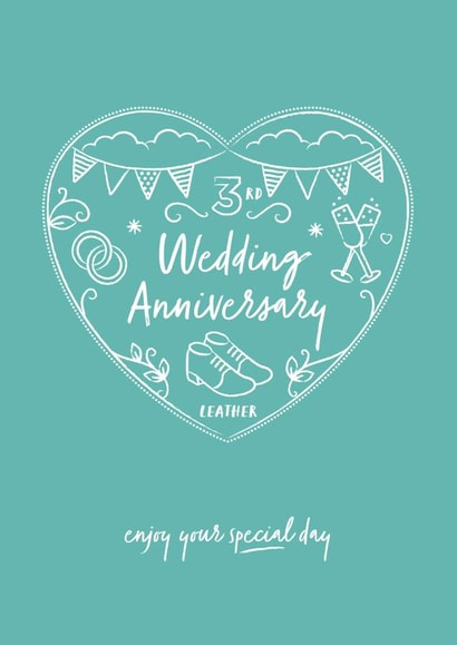 Classic Leather Anniversary Card - 3 Years - 3rd Wedding Anniversary Enjoy Your Special Day created by Sharon Armstrong Creative