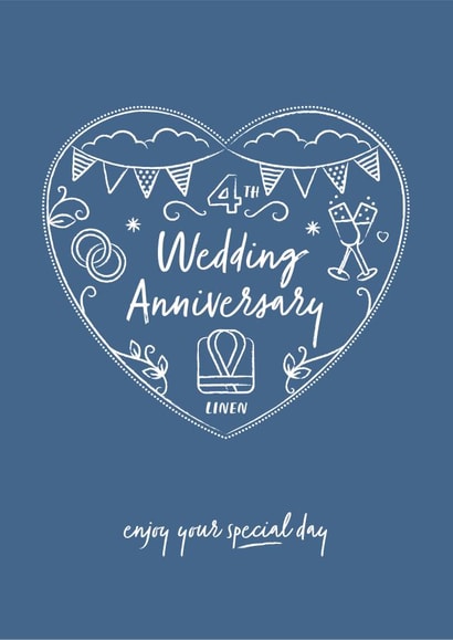 Pretty Linen Anniversary Card - 4 Years - Enjoy Your Special Day created by Sharon Armstrong Creative