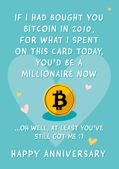 Bitcoin Funny Anniversary Card created by Fliss Muir