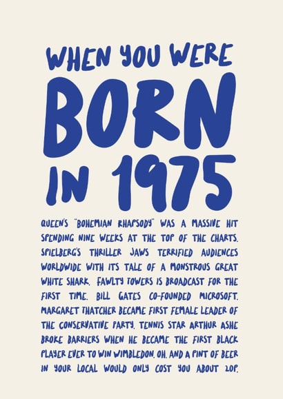 50th Birthday Memories of 1975 Card created by Poppy Lane