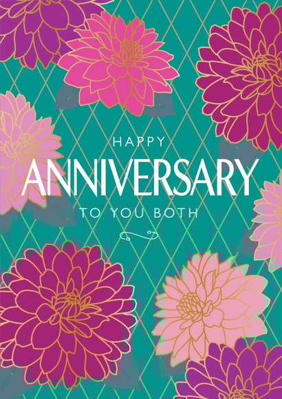Pretty Dahlia Anniversary Card - Happy Anniversary To You Both created by NEEDL designs