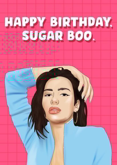 Sugar Boo Dua Lipa Birthday card created by Pink + Pip