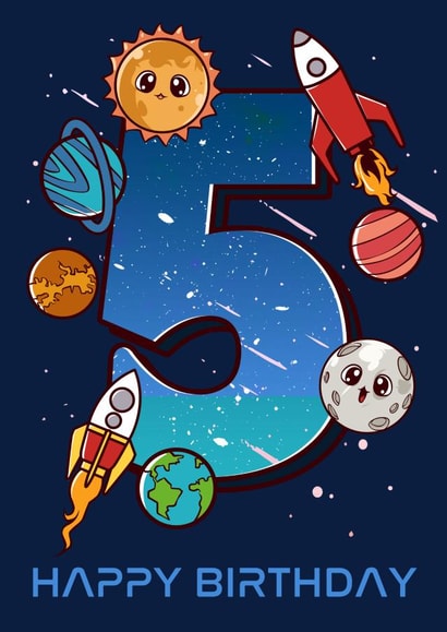 5th Birthday Space Rockets Card created by Love Gifts
