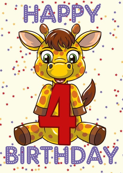 4th Birthday Cute Giraffe Card created by Love Gifts