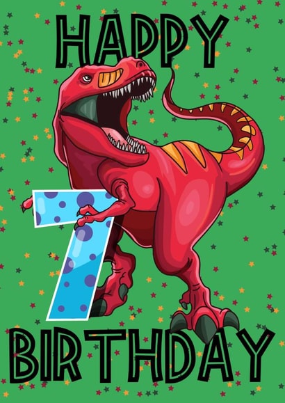 7th Birthday T-Rex Dino Card created by Love Gifts