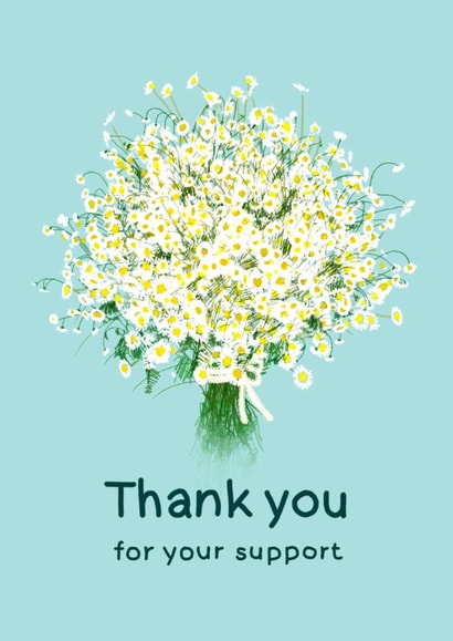 Classic Daisy Bouquet Thank You Card for clients and acquaintances. created by JeJu Studio