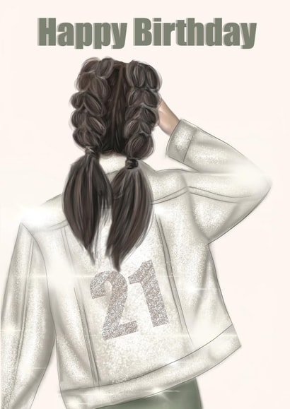 Trendy 21st Birthday Girl Card created by EL ILLUSTRATES