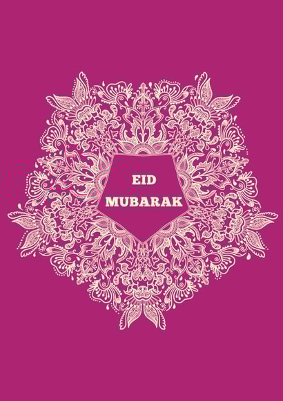 Eid Mubarak pink card created by HennaHunar