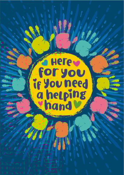 Helping hand friendship, support or sympathy card created by The Typecast Gallery