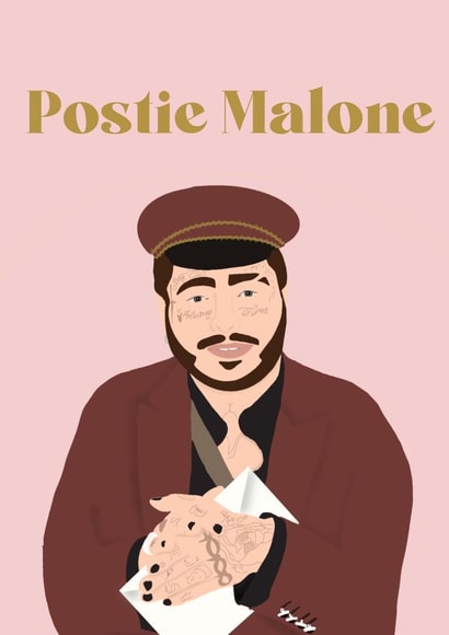 Funny Post Malone Pun Card created by HipArtDesigns