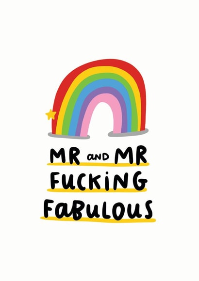 Mr and Mr Fucking Fabulous Card - Rainbow wedding card created by Arrow Gift Co