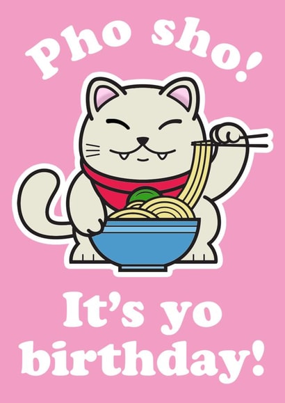Pho Ramen Cat Birthday Card created by Rixta Tees