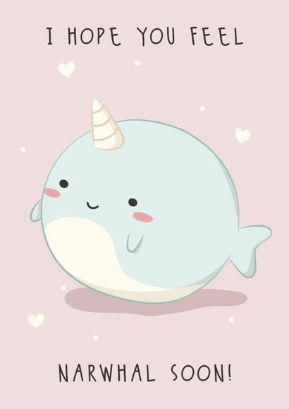 Cute Narwhal Get well Soon Card created by Cheeky Peeky