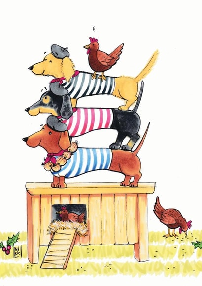 Three French Dachshunds  created by Nick Budd