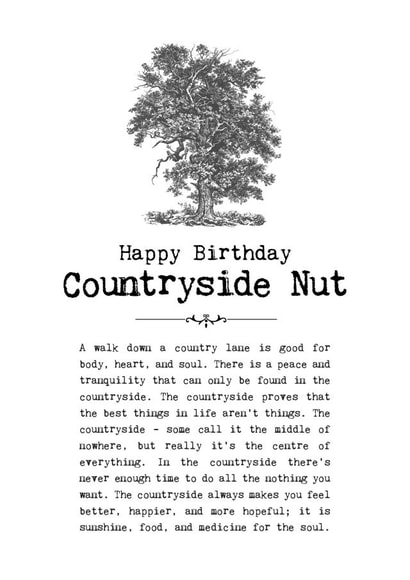Happy Birthday Countryside Nut created by Coulson Macleod