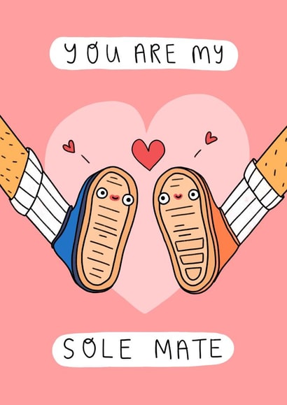 Cute Sole Pun Anniversary Card / Valentines Day Card - Trainers - You Are My Sole Mate created by Wren & Wilson