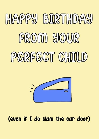 Slam car door birthday card created by SnailMail