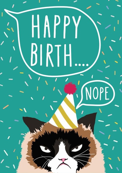 Grumpy birthday cat created by Aimee Smith