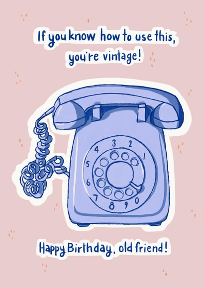 Vintage Phone Birthday Card for an Old Friend created by Jenni Ahlberg - Jeah Design