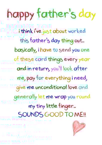 Cute Father's Day card from a child who has got it all worked out... created by Shore Designs