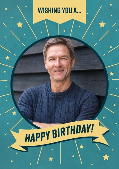 stars starburst Birthday Personalised Photo Card 11835 created by Evie Garnett Designs