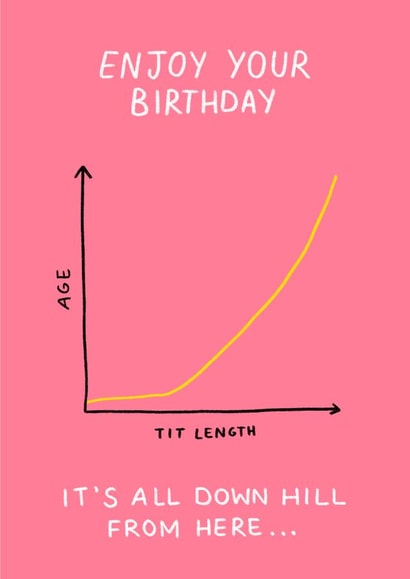 'It's all down hill from here' Birthday Card created by Minnie Joy