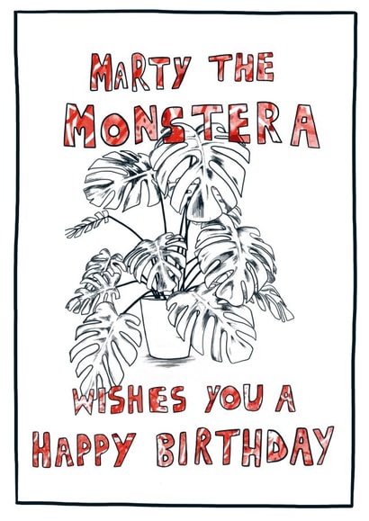 Houseplant happy birthday card created by Philippa Gumley
