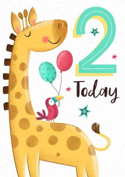 2nd Birthday - Age - for kids - Cute - Giraffe created by Dalia Clark Design