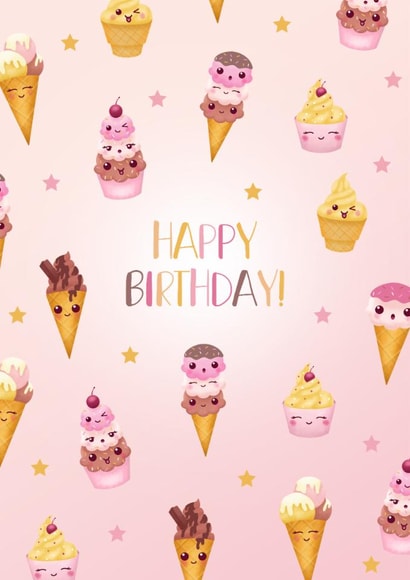 Fun Pink Ice Cream Birthday Card created by Evie Garnett Designs