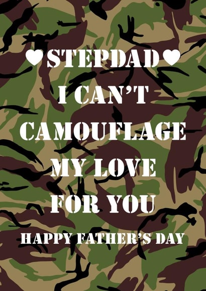 Camouflage Stepdad, Father's Day Card created by @squiggleinthecity