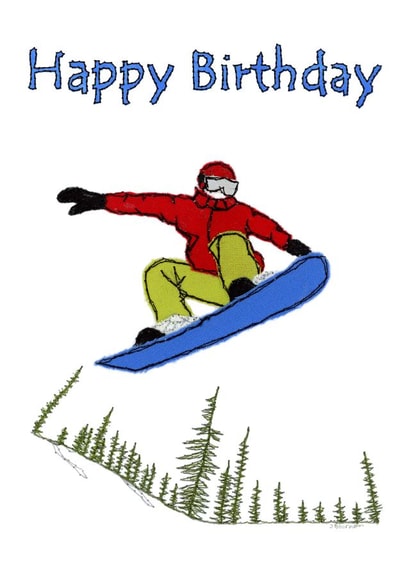 Snowboarding Birthday Card created by @JaneBuurmanHandmade