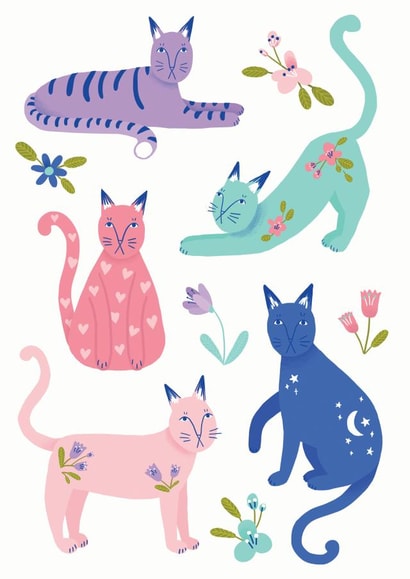 Cute Floral Cat Card created by Joanna Clay Design