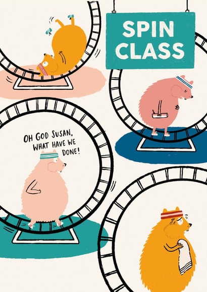 Spin Class Greetings Card created by Abigail Burch