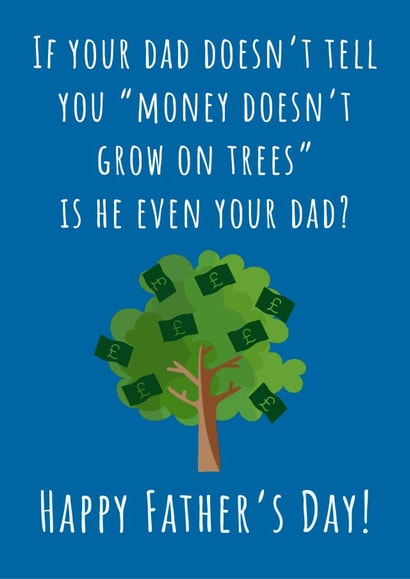 Dad money doesn’t grow on trees Father’s Day card created by Nikki Noo Cards