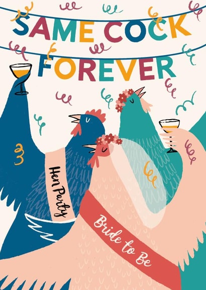 Same Cock Forever Engagement Card created by Abigail Burch