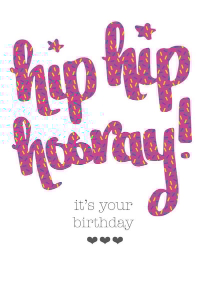 Hip Hip Hooray pink sprinkles card created by Hot Fresh Bright by Millie Attwater