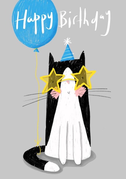 Cat wishing happy birthday card created by Nicola Watson