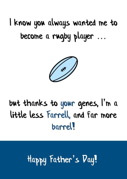 Father's Day Rugby Barrel card created by SayItWithSport